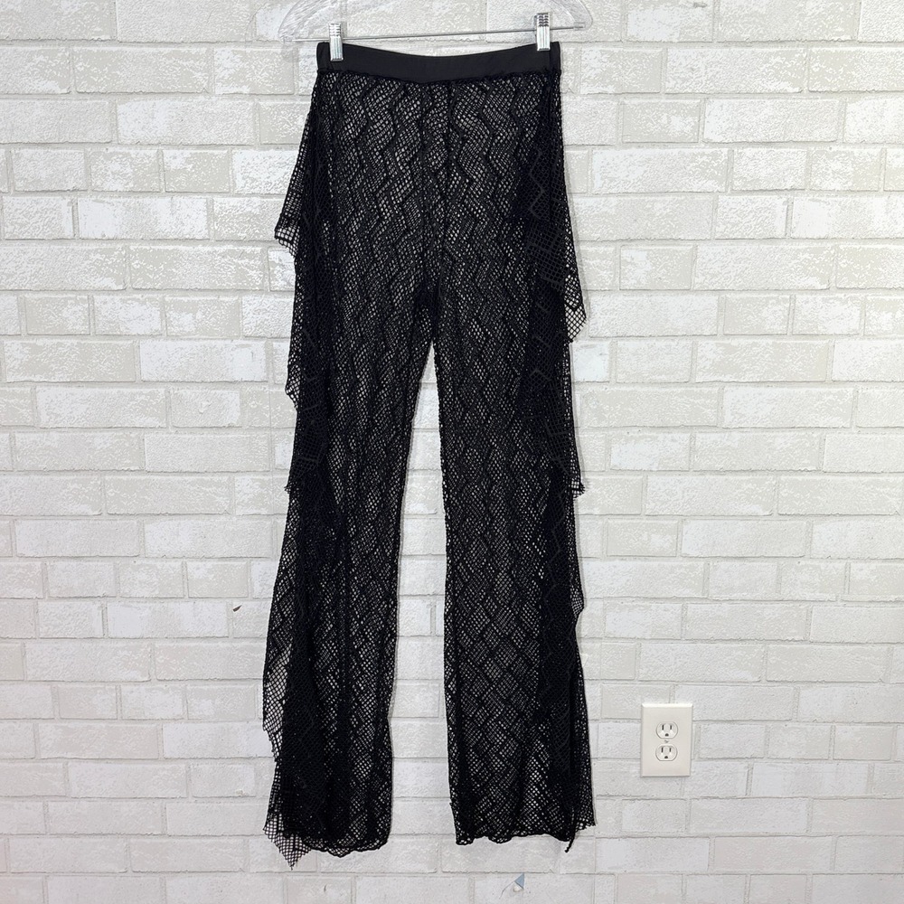 Black Sheer Mesh Whimsigoth Pants Size Small Fairy Grunge Witch Vamp Goth Rave - Picture 4 of 11